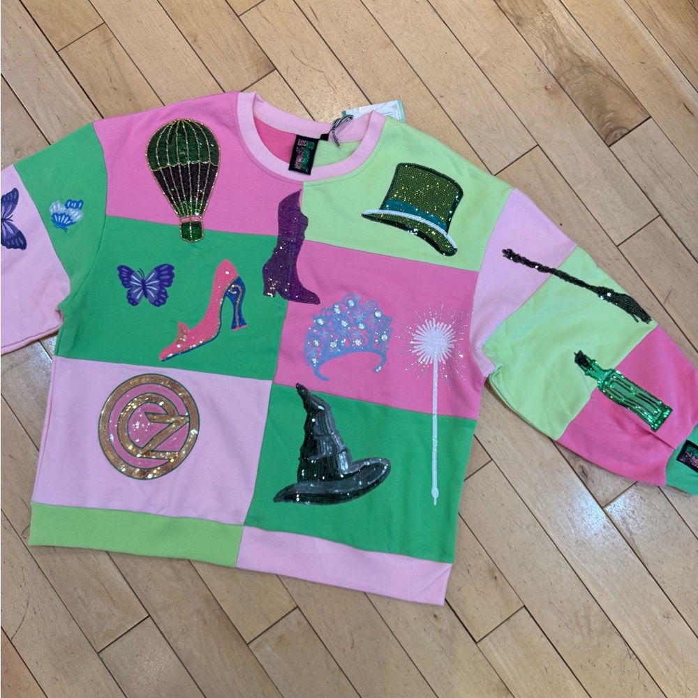 QUEEN OF SPARKLES  and Wicked Pink and Green Graphic Sweatshirt - Picture 2 of 6